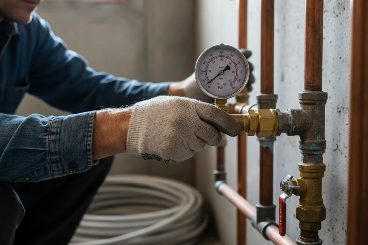 Pressure testing a repaired line during Water Line Repair in Hegins